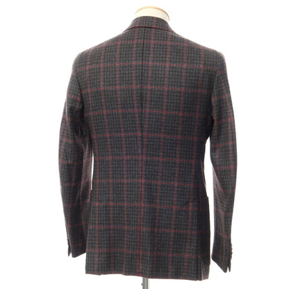 [Used] ISAIA SAILOR wool check tailored jacket, grayish blue x brown x pink [size 44] [BLU] [A/W] [Condition rank B] ​​[Men&