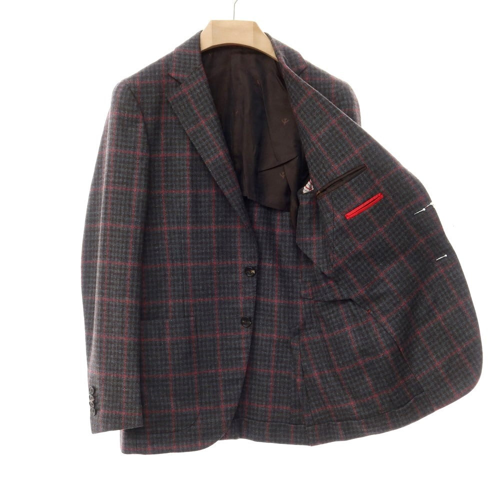 [Used] ISAIA SAILOR wool check tailored jacket, grayish blue x brown x pink [size 44] [BLU] [A/W] [Condition rank B] ​​[Men&