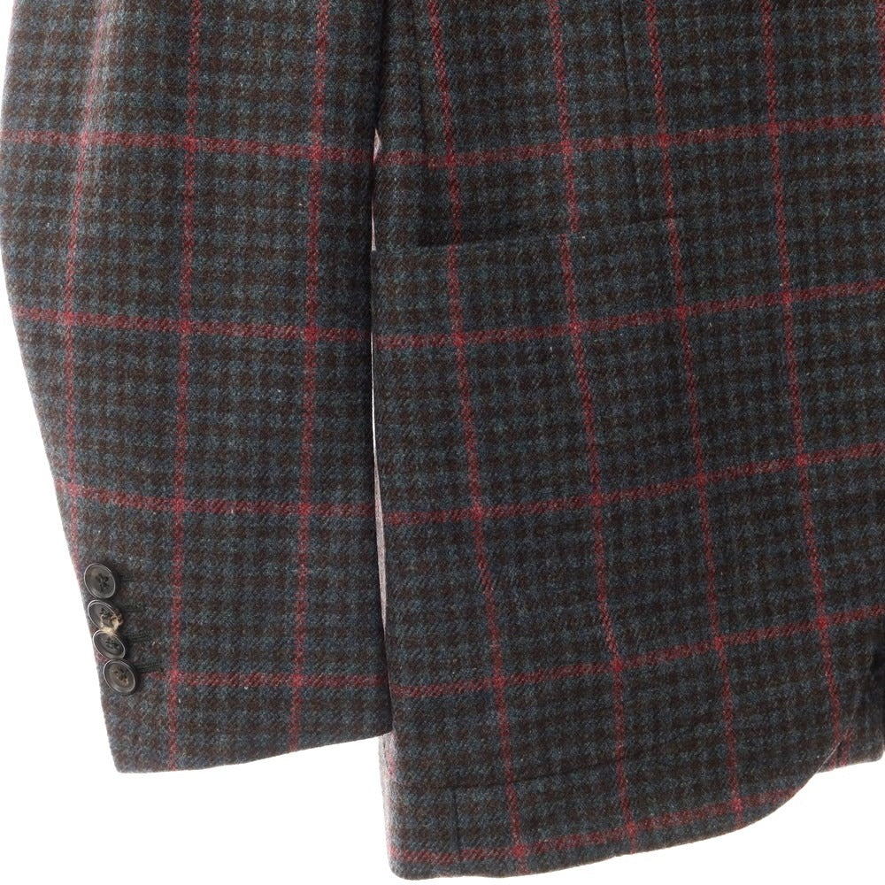 [Used] ISAIA SAILOR wool check tailored jacket, grayish blue x brown x pink [size 44] [BLU] [A/W] [Condition rank B] ​​[Men&