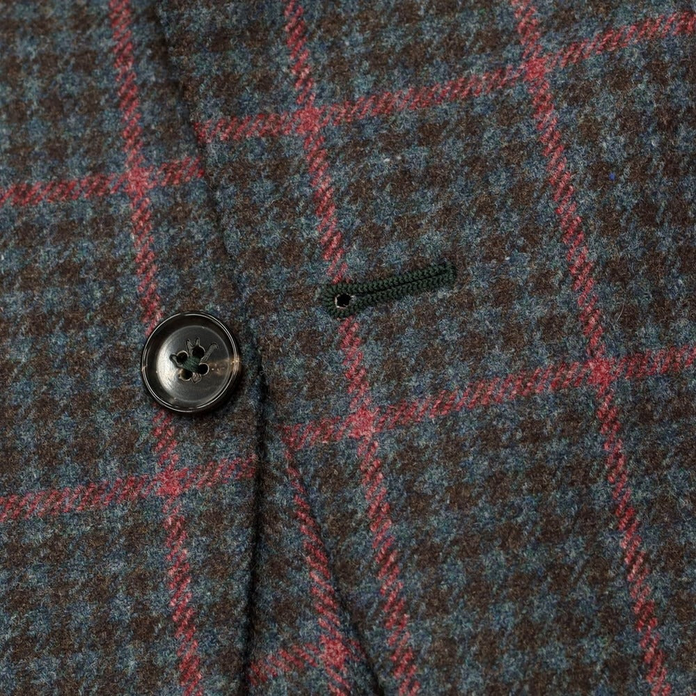 [Used] ISAIA SAILOR wool check tailored jacket, grayish blue x brown x pink [size 44] [BLU] [A/W] [Condition rank B] ​​[Men&