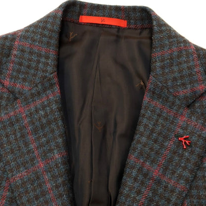 [Used] ISAIA SAILOR wool check tailored jacket, grayish blue x brown x pink [size 44] [BLU] [A/W] [Condition rank B] ​​[Men&