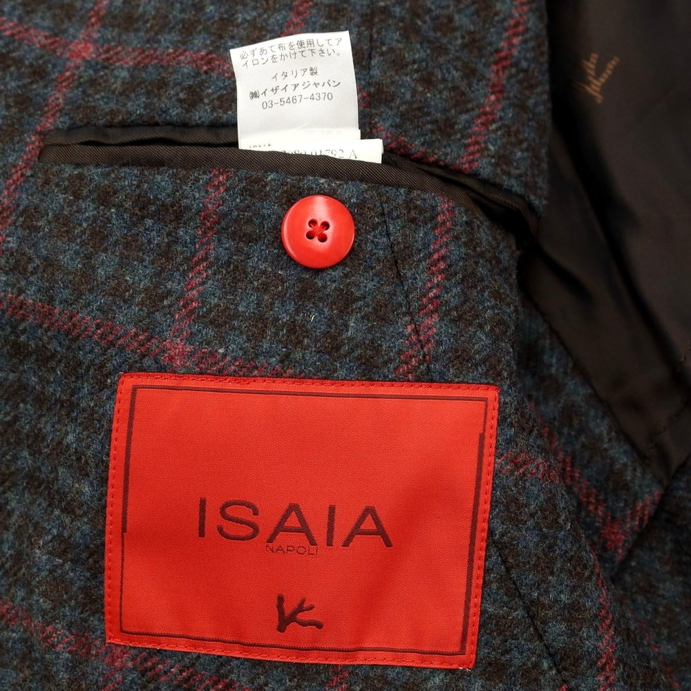 [Used] ISAIA SAILOR wool check tailored jacket, grayish blue x brown x pink [size 44] [BLU] [A/W] [Condition rank B] ​​[Men&