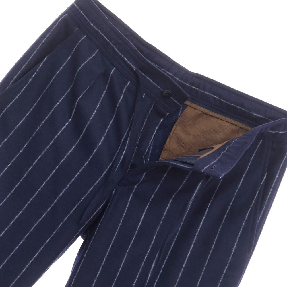 【中古】ジービーエス トラウザーズ GBS Trousers ストレッチウール イージー スラックスパンツ ネイビーxホワイト【サイズ48】【NVY】【A/W】【状態ランクB】【メンズ】【768987】