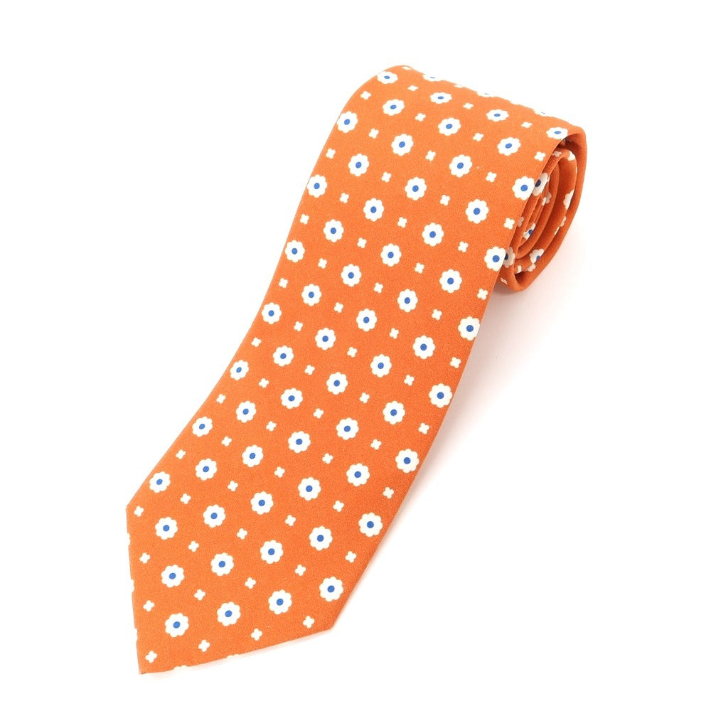 [Used] Luigi Borrelli Small Pattern Print Tri-Fold Silk Tie Orange [ORG] [S/S/A/W] [Condition Rank B] ​​[Men&