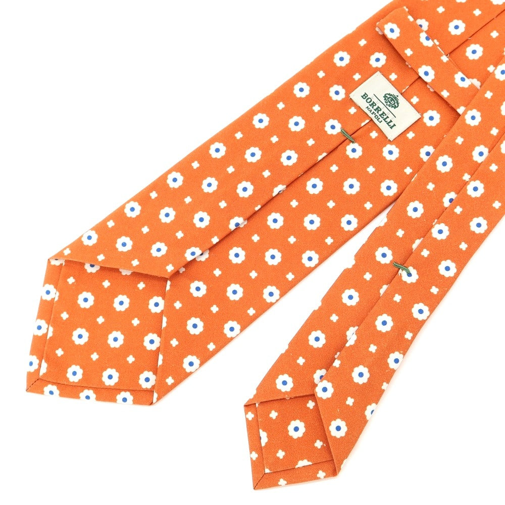 [Used] Luigi Borrelli Small Pattern Print Tri-Fold Silk Tie Orange [ORG] [S/S/A/W] [Condition Rank B] ​​[Men&