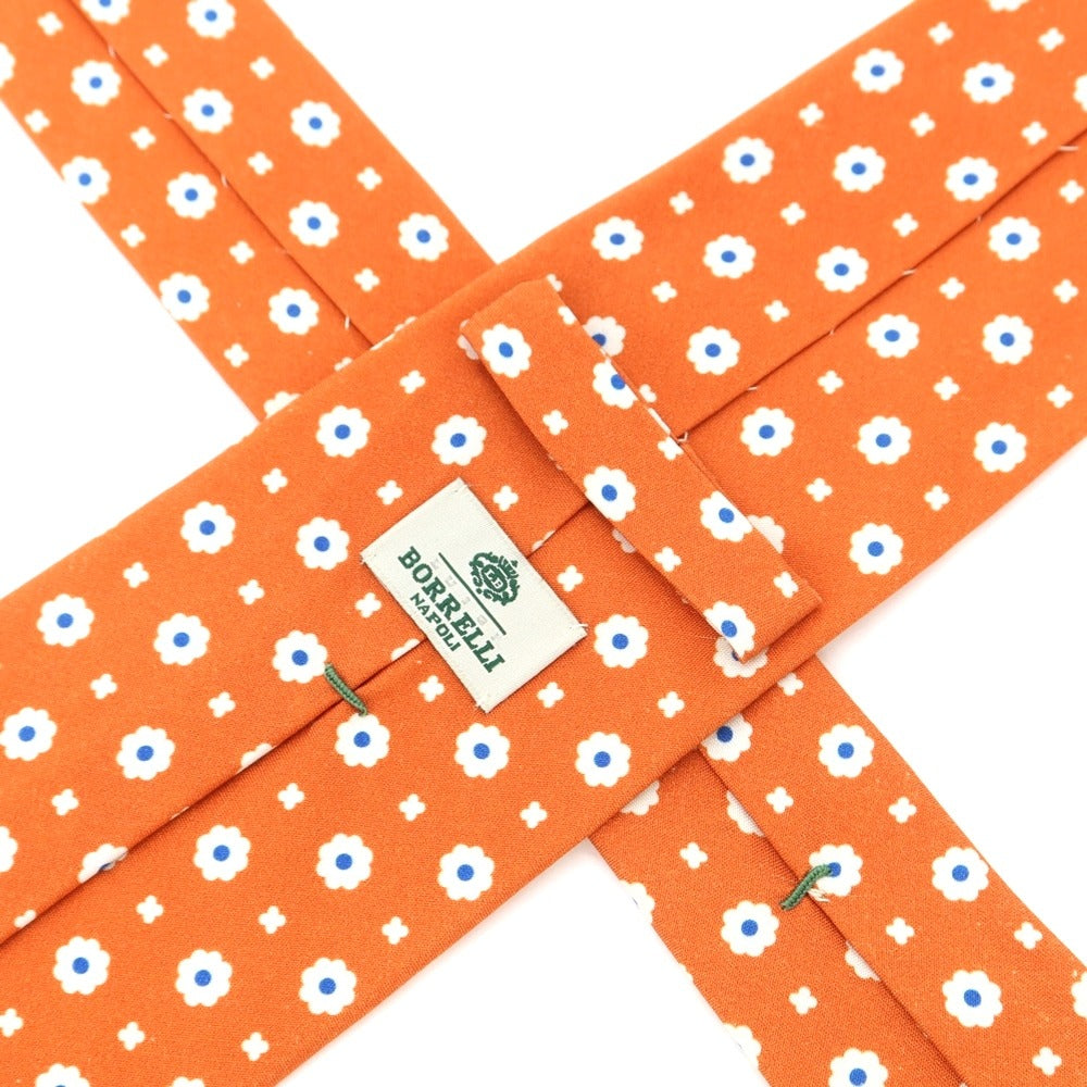 [Used] Luigi Borrelli Small Pattern Print Tri-Fold Silk Tie Orange [ORG] [S/S/A/W] [Condition Rank B] ​​[Men&