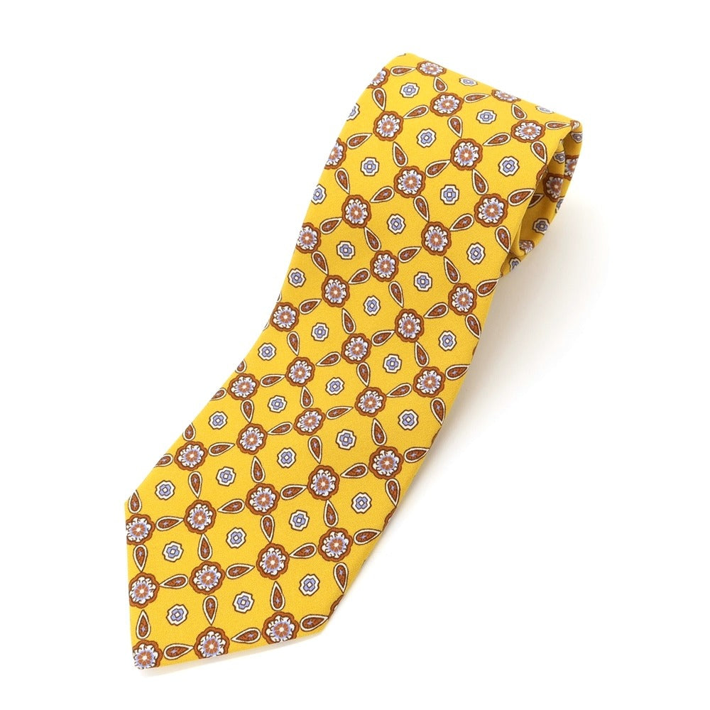 [Used] Luigi Borrelli Small Pattern Print Tri-Fold Silk Tie Yellow [YEL] [S/S/A/W] [Condition Rank B] ​​[Men&