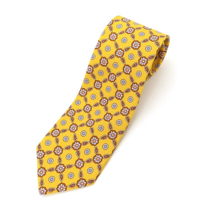 [Used] Luigi Borrelli Small Pattern Print Tri-Fold Silk Tie Yellow [YEL] [S/S/A/W] [Condition Rank B] ​​[Men&