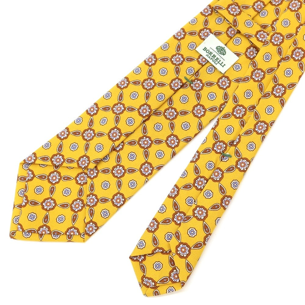 [Used] Luigi Borrelli Small Pattern Print Tri-Fold Silk Tie Yellow [YEL] [S/S/A/W] [Condition Rank B] ​​[Men&