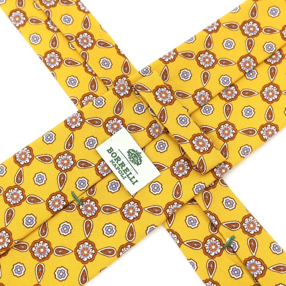 [Used] Luigi Borrelli Small Pattern Print Tri-Fold Silk Tie Yellow [YEL] [S/S/A/W] [Condition Rank B] ​​[Men&