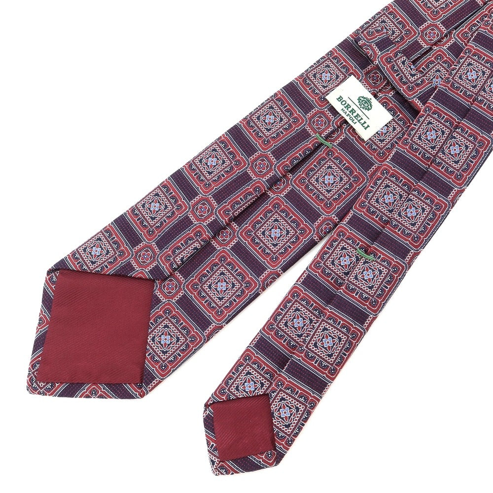 [Used] Luigi Borrelli 3-fold silk tie, navy x red [NVY] [S/S/A/W] [Condition rank B] ​​[Men&