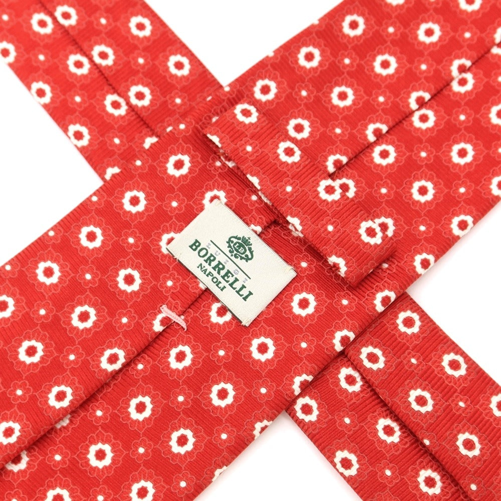 [Used] Luigi Borrelli Small Pattern Print Tri-Fold Silk Tie Red [RED] [S/S/A/W] [Condition Rank B] ​​[Men&