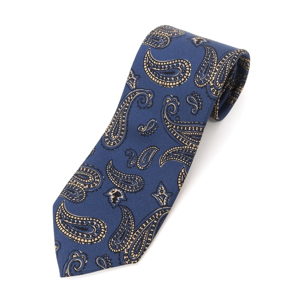 [Used] Robert Fraser Paisley Print Tri-Fold Silk Tie Light Navy x Beige [NVY] [S/S/A/W] [Condition Rank B] ​​[Men&