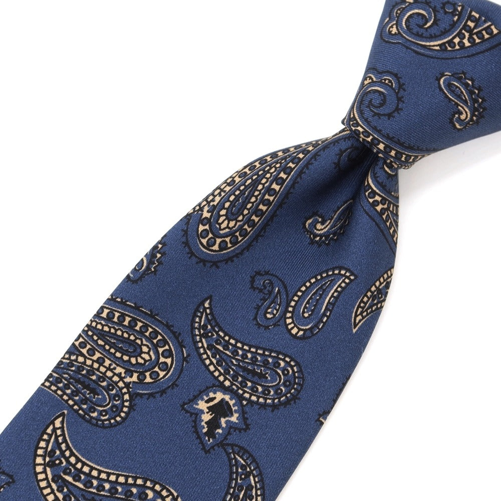 [Used] Robert Fraser Paisley Print Tri-Fold Silk Tie Light Navy x Beige [NVY] [S/S/A/W] [Condition Rank B] ​​[Men&