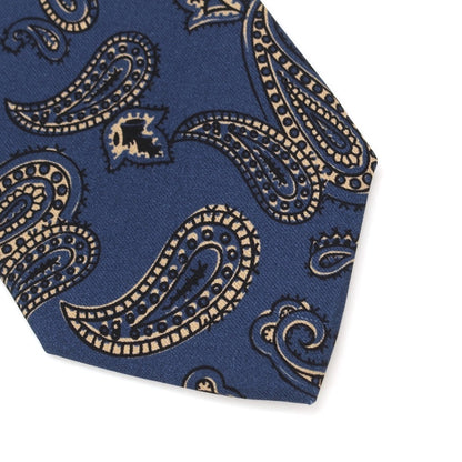 [Used] Robert Fraser Paisley Print Tri-Fold Silk Tie Light Navy x Beige [NVY] [S/S/A/W] [Condition Rank B] ​​[Men&
