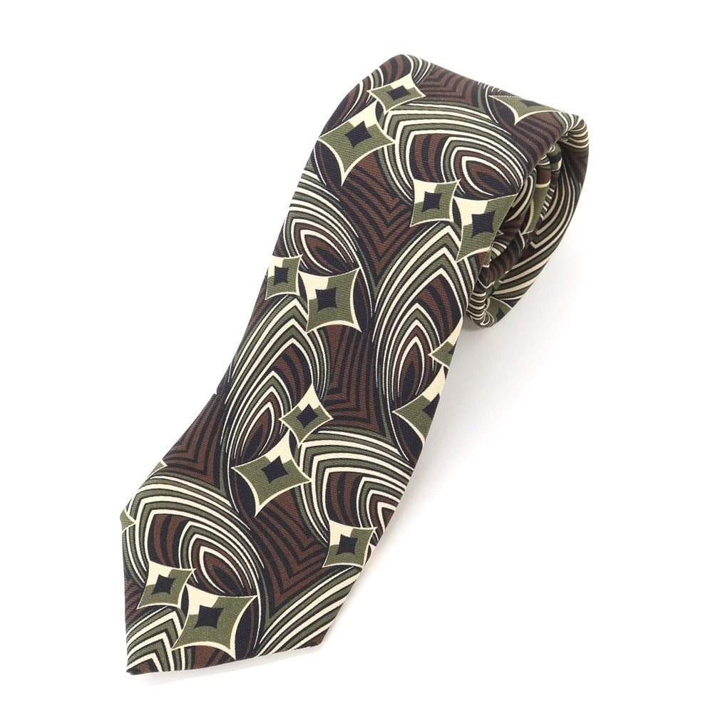 [Used] HOLLIDAY &amp;amp; BROWN Printed Tri-Fold Silk Tie Brown x Grass Green [GRN] [S/S/A/W] [Condition Rank B] ​​[Men&