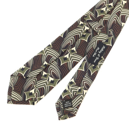 [Used] HOLLIDAY &amp;amp; BROWN Printed Tri-Fold Silk Tie Brown x Grass Green [GRN] [S/S/A/W] [Condition Rank B] ​​[Men&