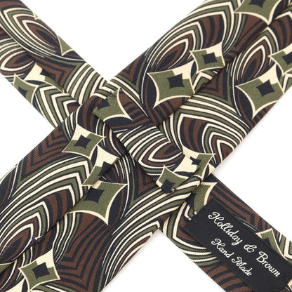 [Used] HOLLIDAY &amp;amp; BROWN Printed Tri-Fold Silk Tie Brown x Grass Green [GRN] [S/S/A/W] [Condition Rank B] ​​[Men&