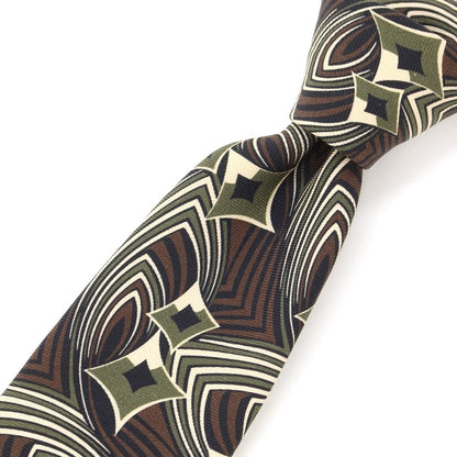 [Used] HOLLIDAY &amp;amp; BROWN Printed Tri-Fold Silk Tie Brown x Grass Green [GRN] [S/S/A/W] [Condition Rank B] ​​[Men&