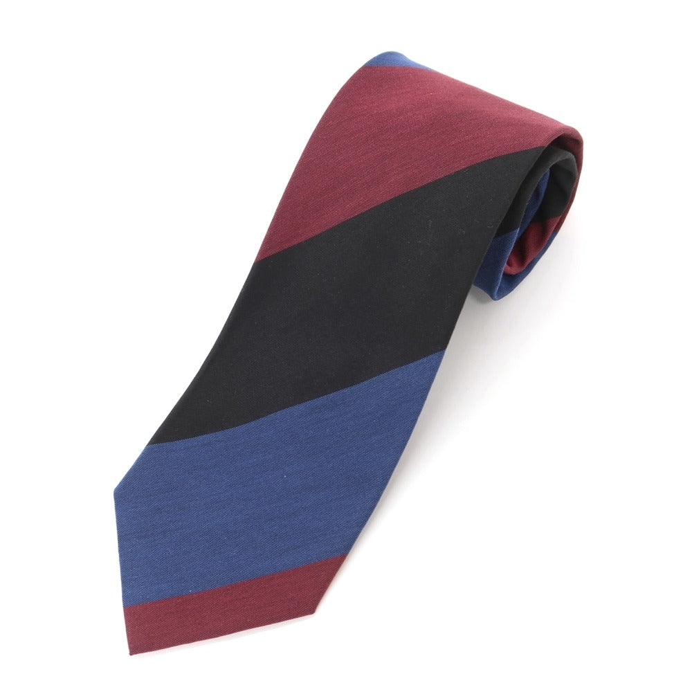 [Used] Nicky Striped Tri-Fold Silk Tie Dark Blue Green x Wine [NVY] [S/S/A/W] [Condition Rank B] ​​[Men&