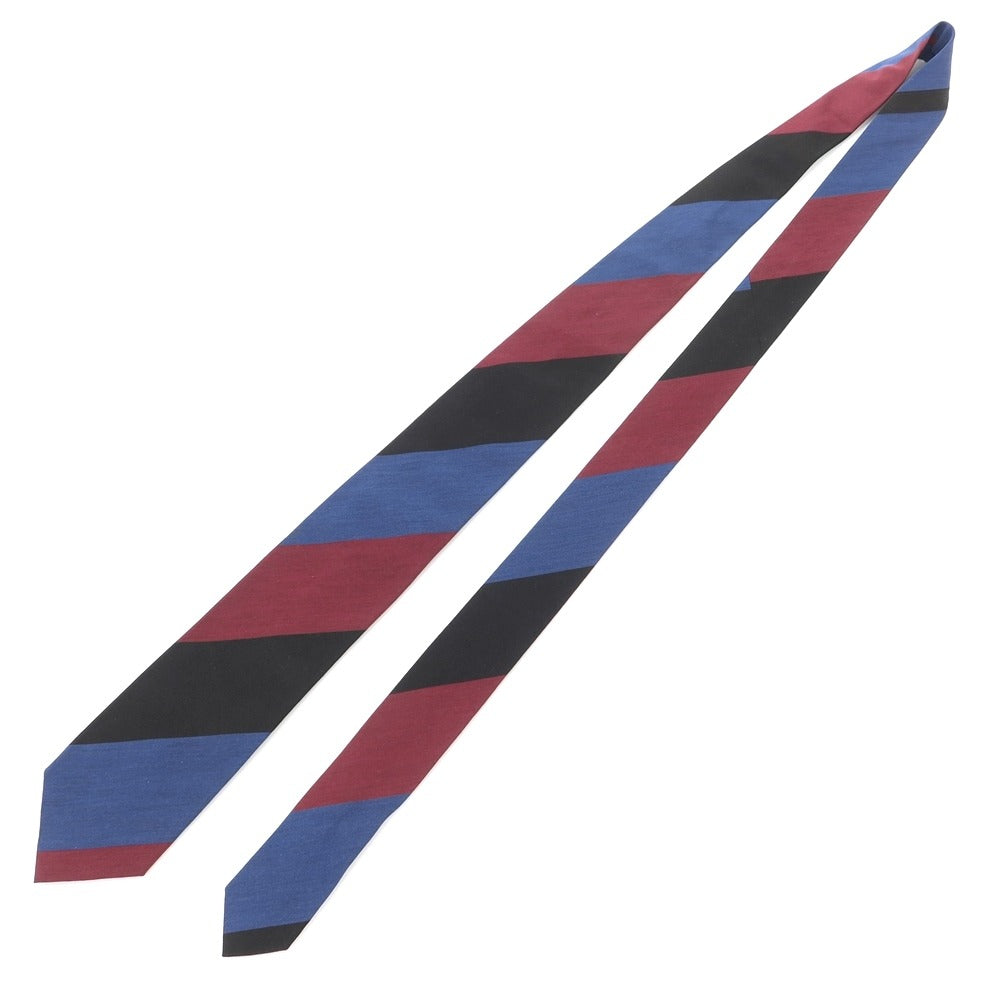 [Used] Nicky Striped Tri-Fold Silk Tie Dark Blue Green x Wine [NVY] [S/S/A/W] [Condition Rank B] ​​[Men&