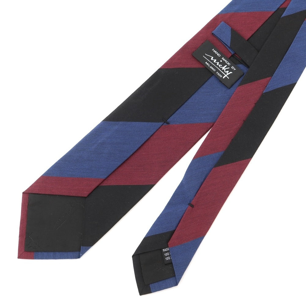 [Used] Nicky Striped Tri-Fold Silk Tie Dark Blue Green x Wine [NVY] [S/S/A/W] [Condition Rank B] ​​[Men&
