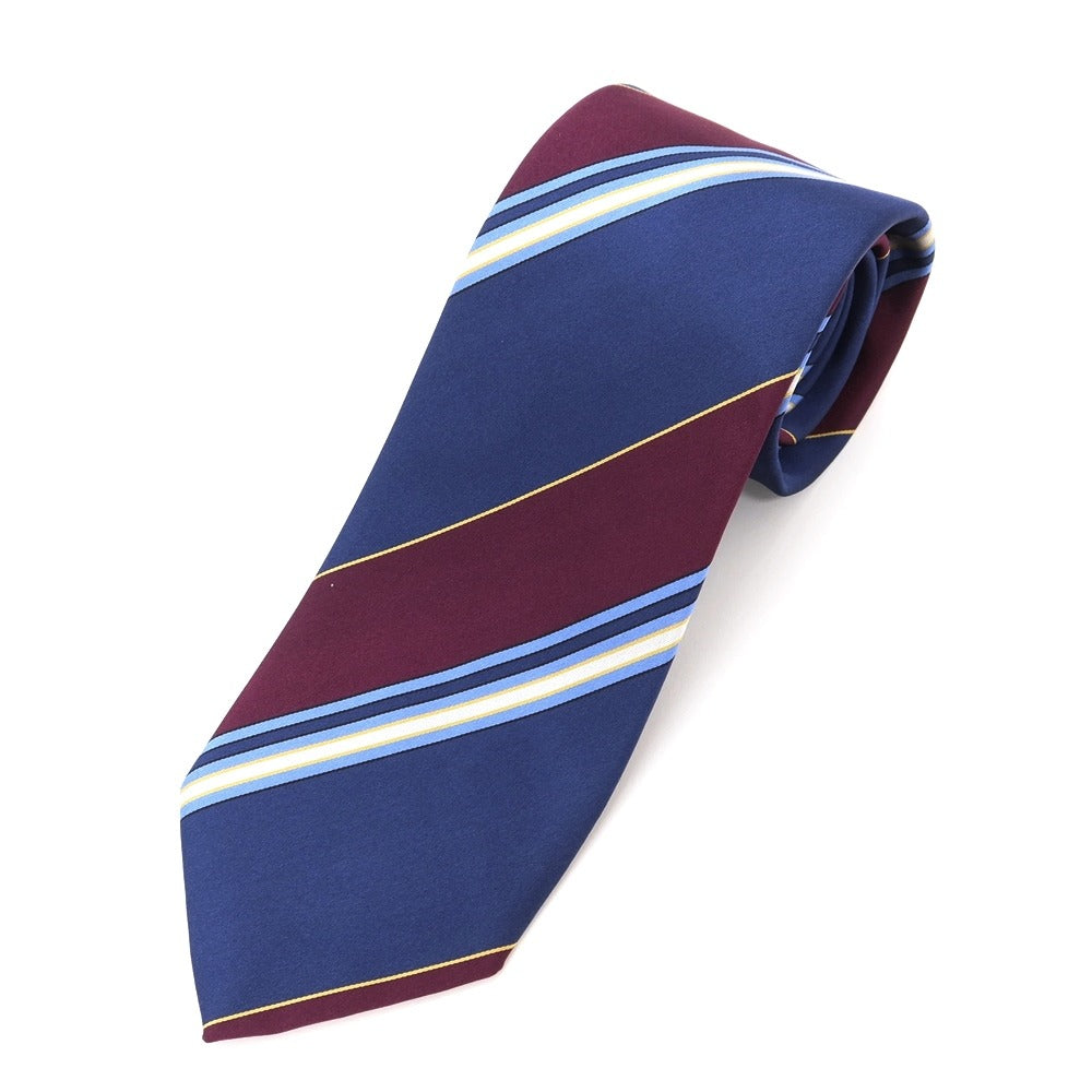 [Used] FRANCO BASSI Striped 3-fold silk tie, navy x burgundy [NVY] [S/S/A/W] [Condition: B] [Men&