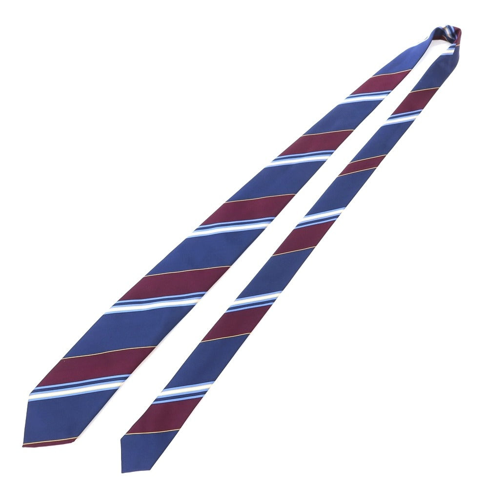 [Used] FRANCO BASSI Striped 3-fold silk tie, navy x burgundy [NVY] [S/S/A/W] [Condition: B] [Men&