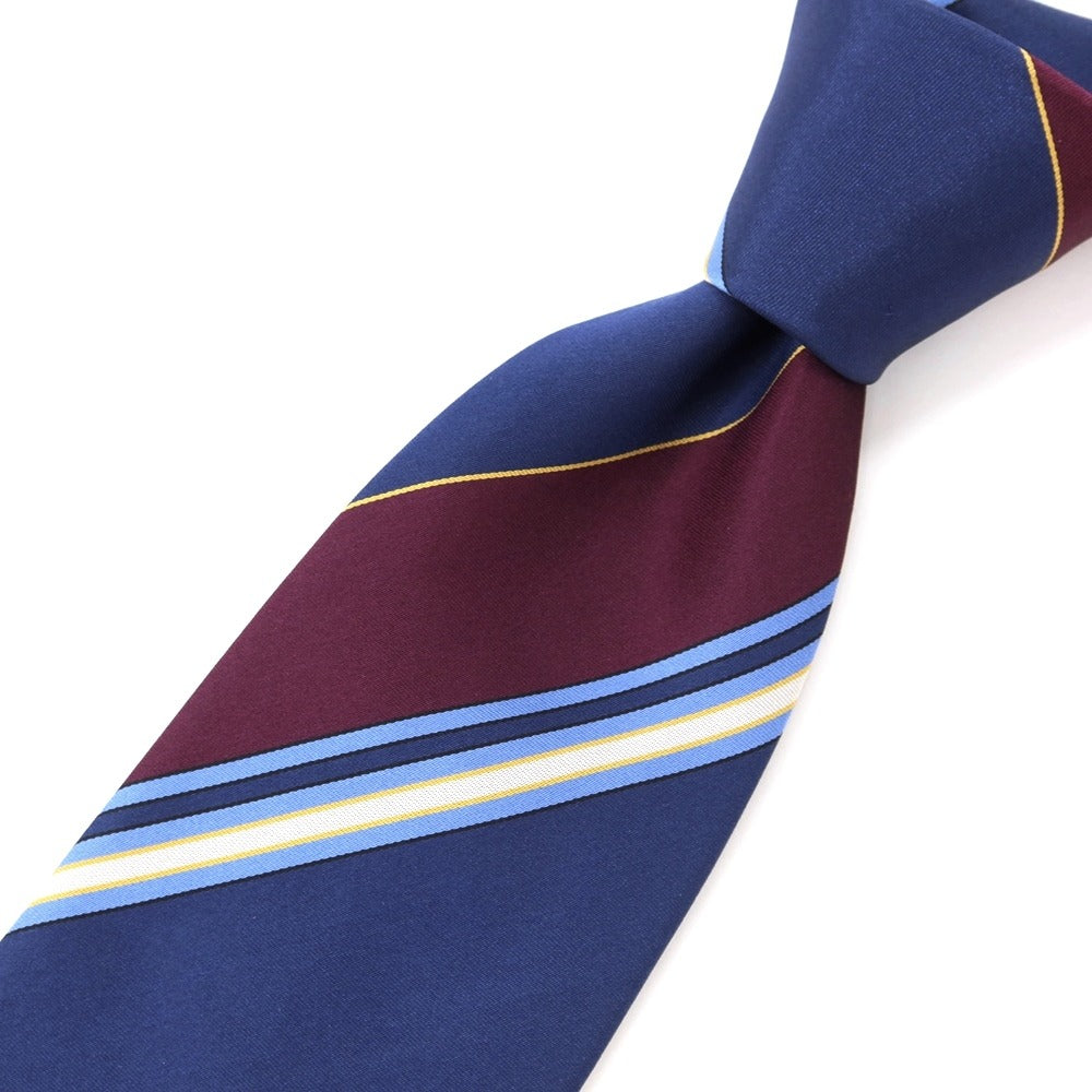 [Used] FRANCO BASSI Striped 3-fold silk tie, navy x burgundy [NVY] [S/S/A/W] [Condition: B] [Men&