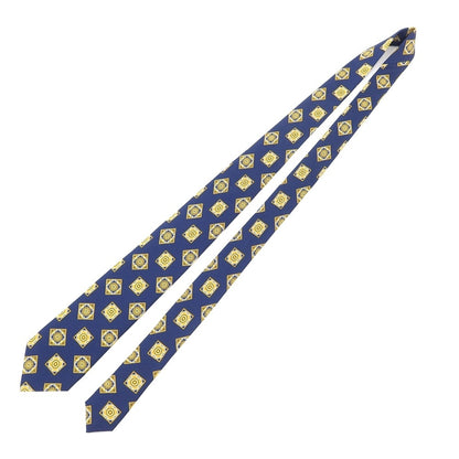 [Used] Franco Bassi FRANCO BASSI Komon Print Tri-Fold Silk Tie Navy x Mustard [NVY] [S/S/A/W] [Condition Rank B] ​​[Men&