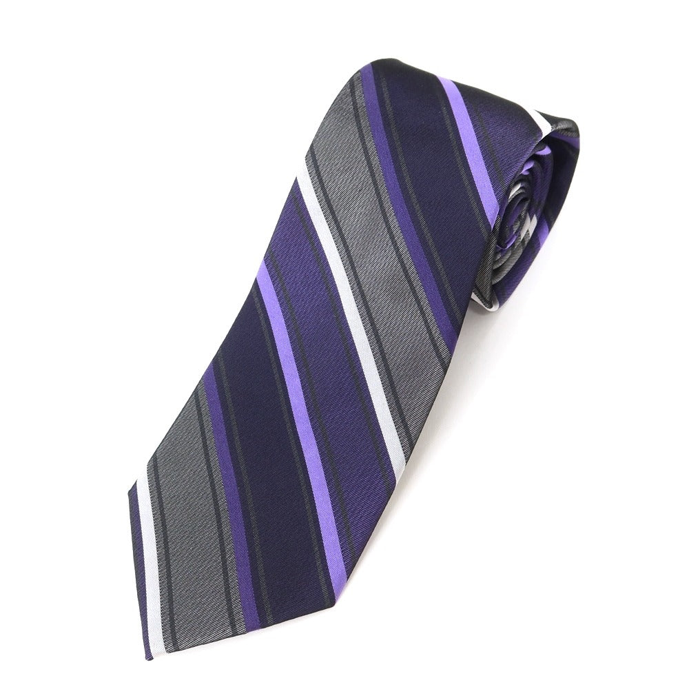 [Used] Calvin Klein Striped Tri-Fold Silk Tie Purple x Gray [PUP] [S/S/A/W] [Condition Rank B] ​​[Men&