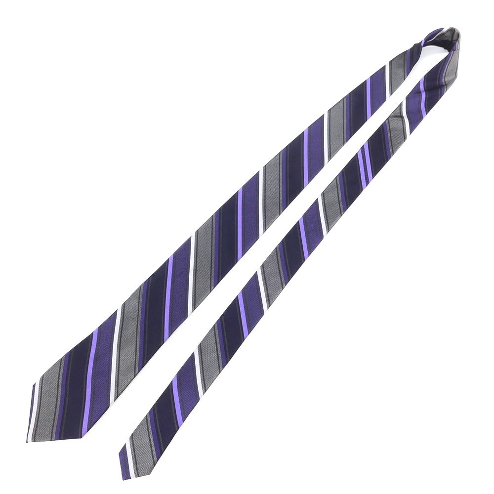 [Used] Calvin Klein Striped Tri-Fold Silk Tie Purple x Gray [PUP] [S/S/A/W] [Condition Rank B] ​​[Men&