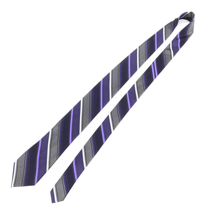 [Used] Calvin Klein Striped Tri-Fold Silk Tie Purple x Gray [PUP] [S/S/A/W] [Condition Rank B] ​​[Men&