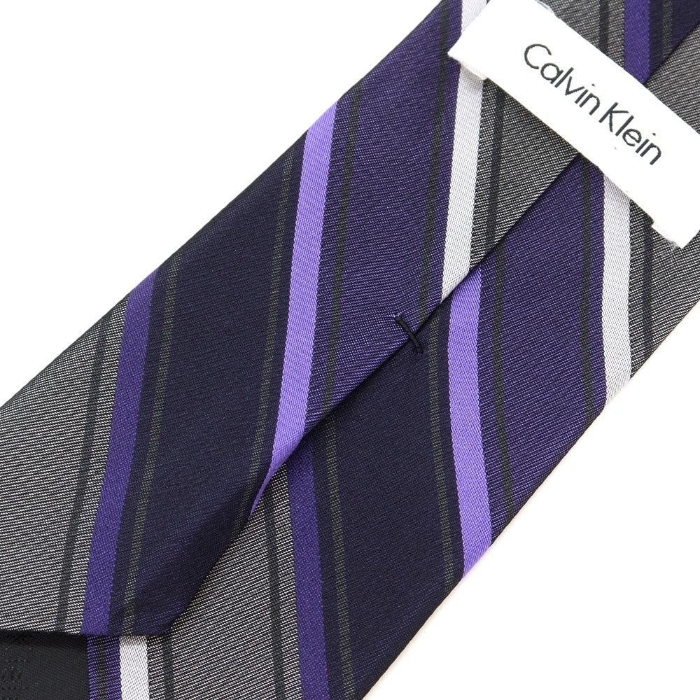 [Used] Calvin Klein Striped Tri-Fold Silk Tie Purple x Gray [PUP] [S/S/A/W] [Condition Rank B] ​​[Men&