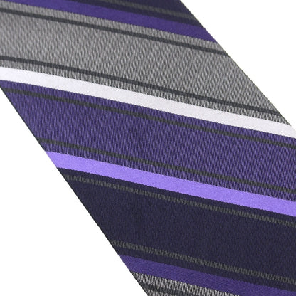 [Used] Calvin Klein Striped Tri-Fold Silk Tie Purple x Gray [PUP] [S/S/A/W] [Condition Rank B] ​​[Men&