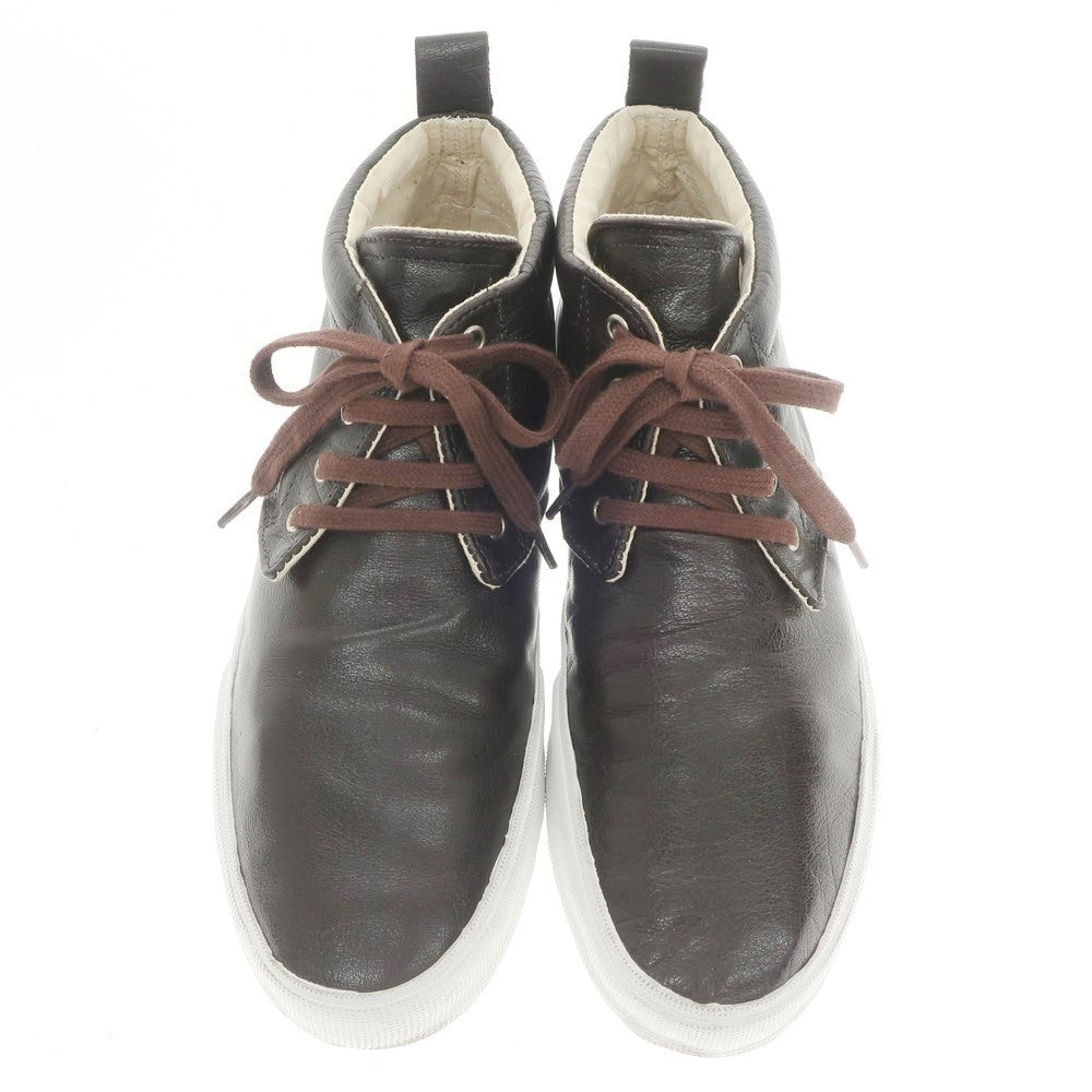 【中古】マカロニアン maccheronian レザー ミッドカット スニーカー ダークブラウン【サイズ44】【BRW】【S/S/A/W】【状態ランクB】【メンズ】【769081】