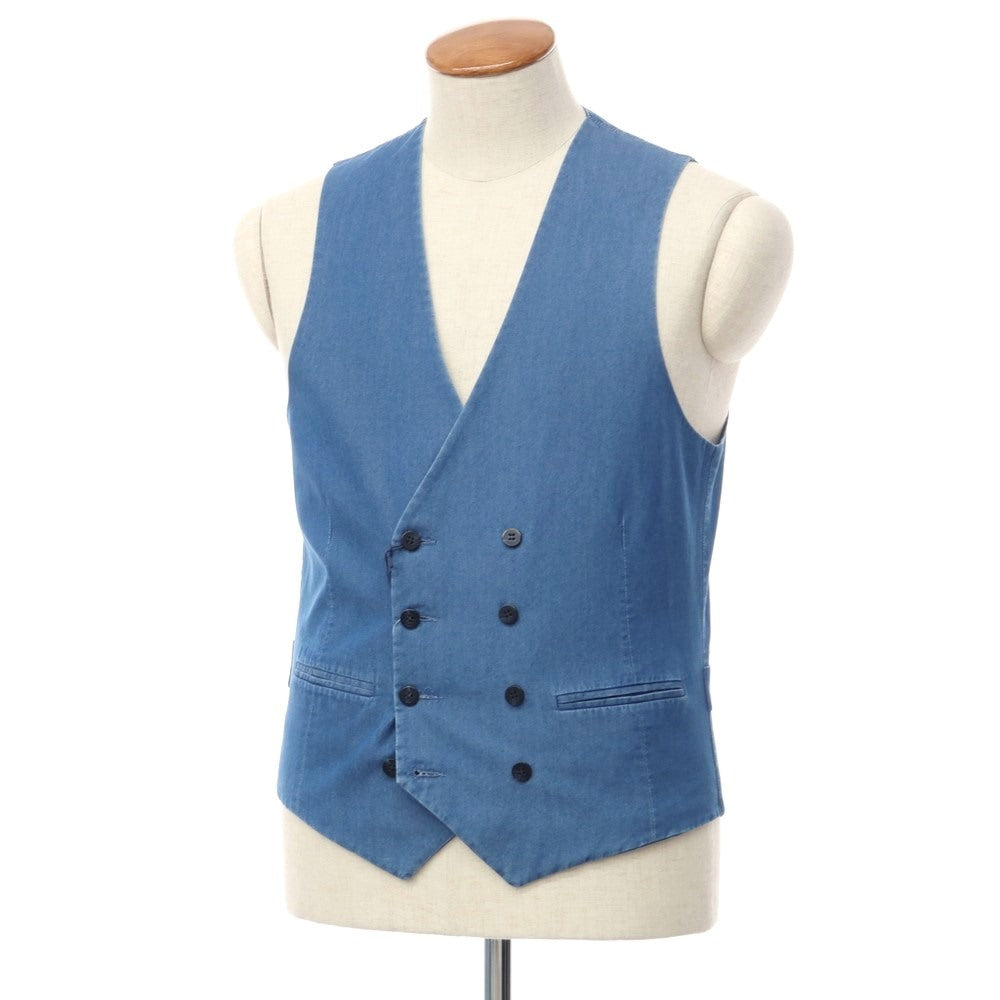 [New] Giannetto Chambray Cotton Double Gilet Vest Blue [Size 46] [BLU] [S/S] [Condition Rank N] [Men&