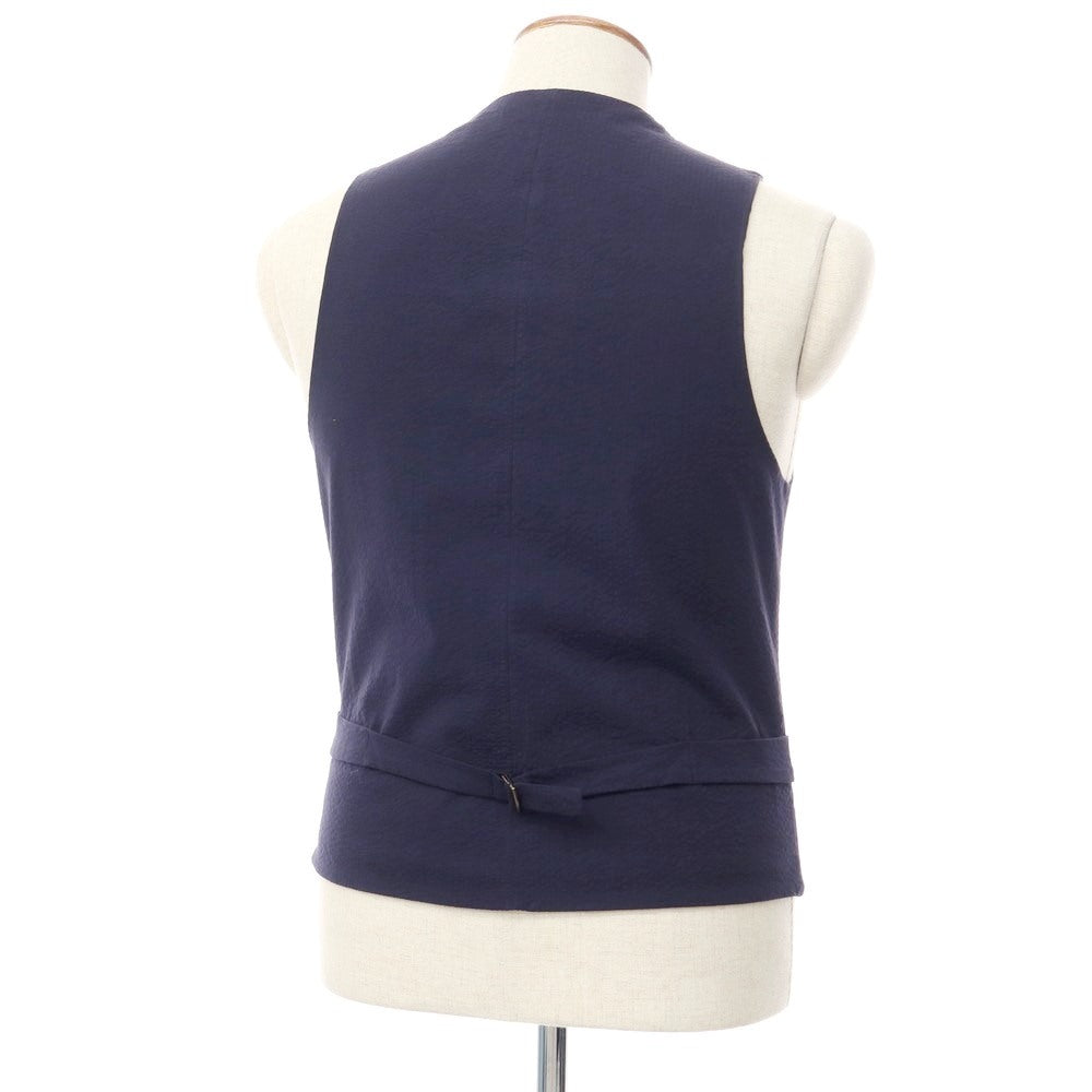 [New] Giannetto Seersucker Cotton Gilet Vest Navy [Size 46] [NVY] [S/S] [Condition Rank N] [Men&