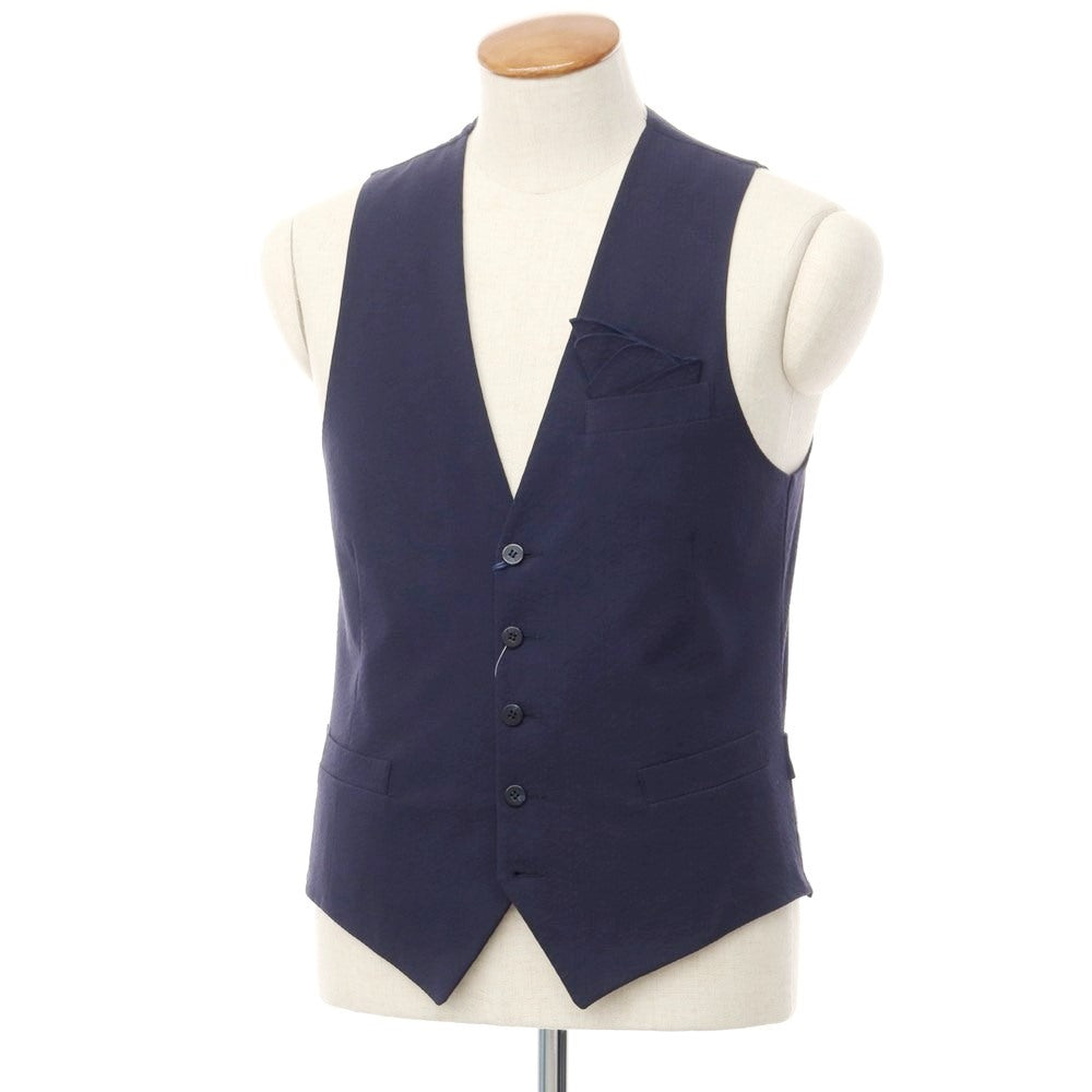 [New] Giannetto Seersucker Cotton Gilet Vest Navy [Size 46] [NVY] [S/S] [Condition Rank N] [Men&