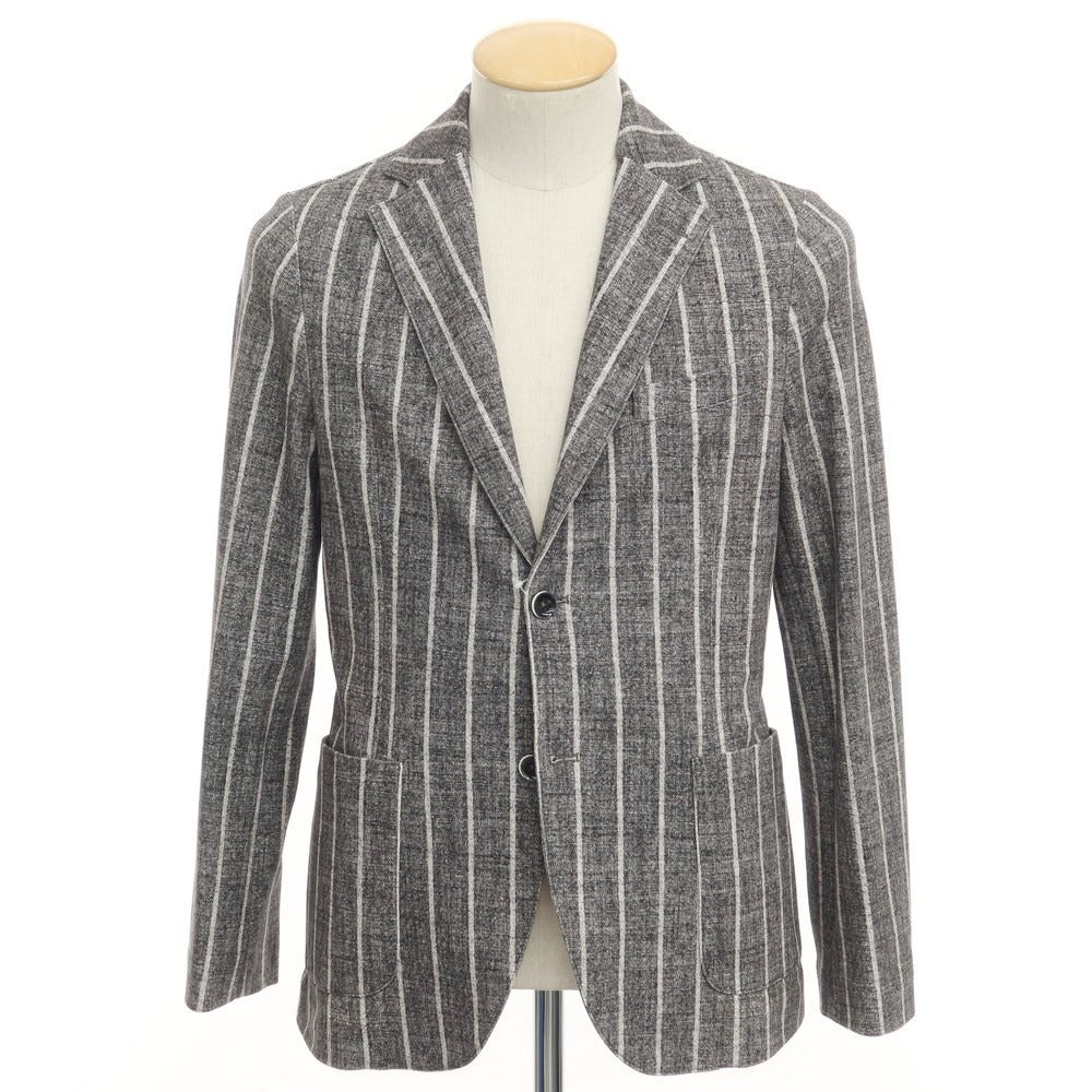 [New] CIRCOLO 1901 Cotton Jersey Striped Jacket Gray x White [Size 44] [GRY] [S/S] [Condition Rank N] [Men&