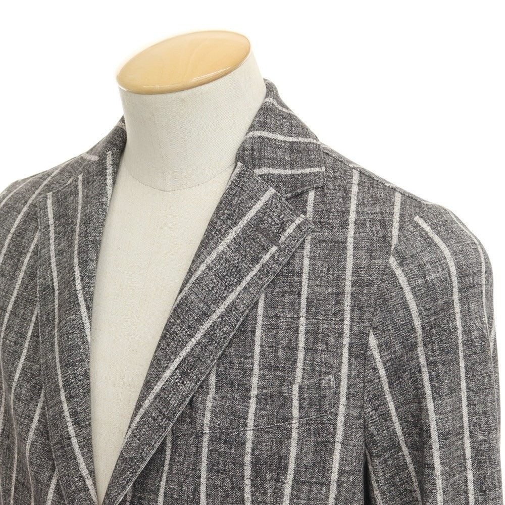 [New] CIRCOLO 1901 Cotton Jersey Striped Jacket Gray x White [Size 44] [GRY] [S/S] [Condition Rank N] [Men&