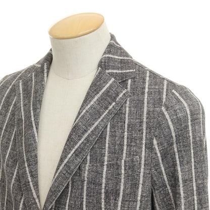 [New] CIRCOLO 1901 Cotton Jersey Striped Jacket Gray x White [Size 44] [GRY] [S/S] [Condition Rank N] [Men&