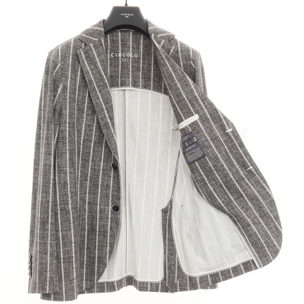 [New] CIRCOLO 1901 Cotton Jersey Striped Jacket Gray x White [Size 44] [GRY] [S/S] [Condition Rank N] [Men&