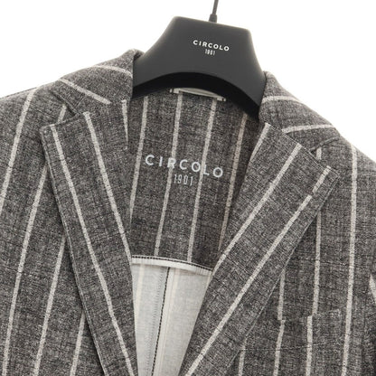 [New] CIRCOLO 1901 Cotton Jersey Striped Jacket Gray x White [Size 44] [GRY] [S/S] [Condition Rank N] [Men&