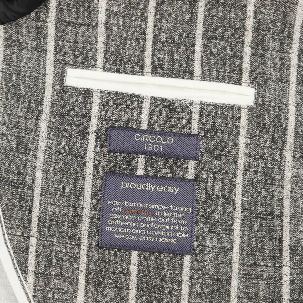 [New] CIRCOLO 1901 Cotton Jersey Striped Jacket Gray x White [Size 44] [GRY] [S/S] [Condition Rank N] [Men&