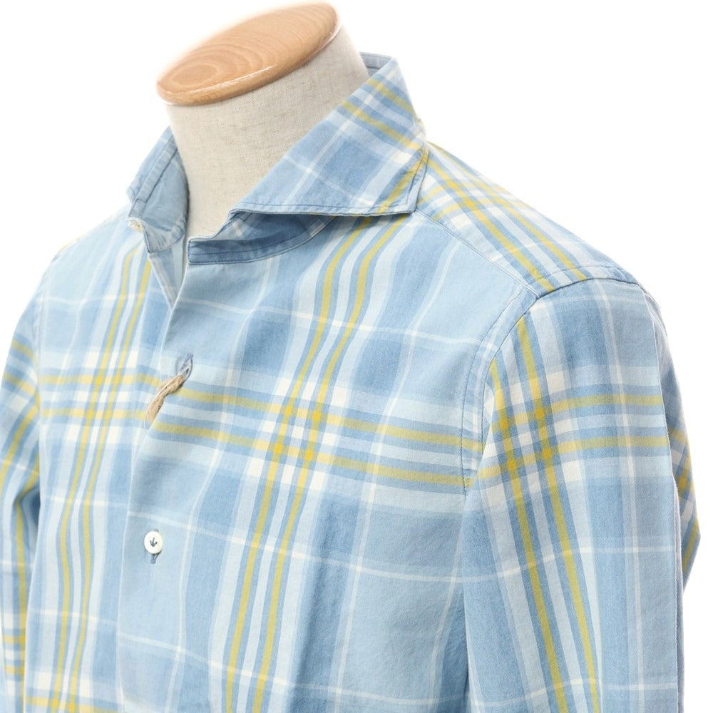 [New] Giannetto WASH DIVISION Cotton Check Shirt Light Blue x Yellow [Size 38] [BLU] [S/S/A/W] [Condition Rank N] [Men&