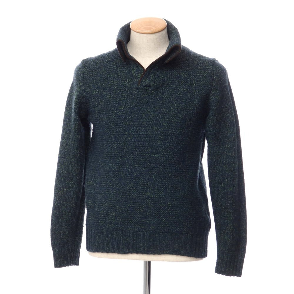 [Used] 23kuHOMME Wool pullover knit, green x navy [Size 46] [GRN] [A/W] [Condition Rank C] [Men&