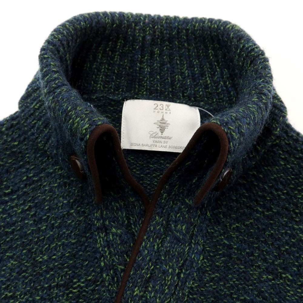 [Used] 23kuHOMME Wool pullover knit, green x navy [Size 46] [GRN] [A/W] [Condition Rank C] [Men&