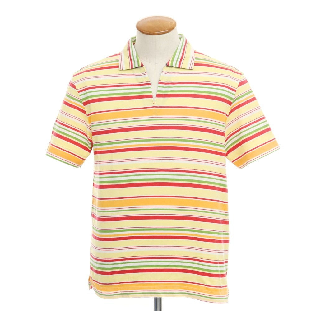 [Used] JOSEPH ABBOUD Cotton Striped Short Sleeve Polo Shirt Yellow x Multicolor [Size M] [YEL] [S/S] [Condition Rank B] ​​[Men&