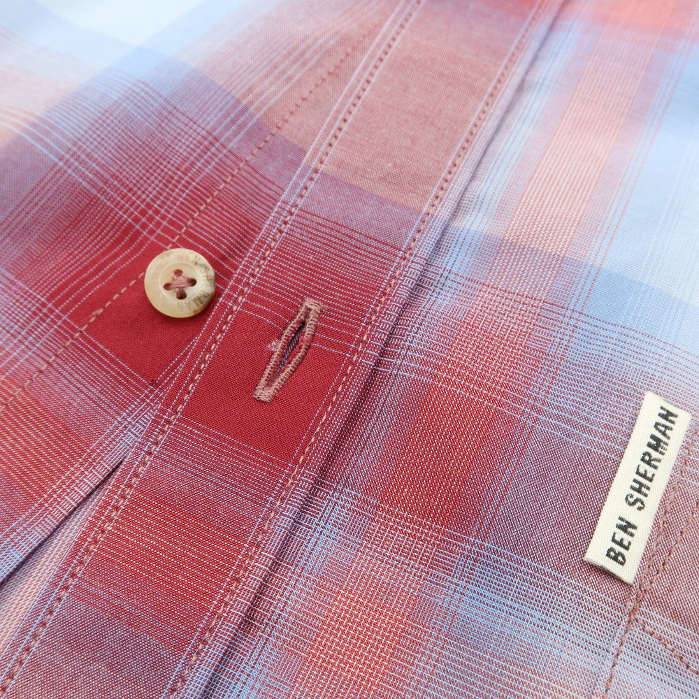 【中古】【未使用】ベンシャーマン Ben Sherman コットン チェック BDシャツ レッドxライトブルー【サイズM】【RED】【S/S/A/W】【状態ランクS】【メンズ】【769191】